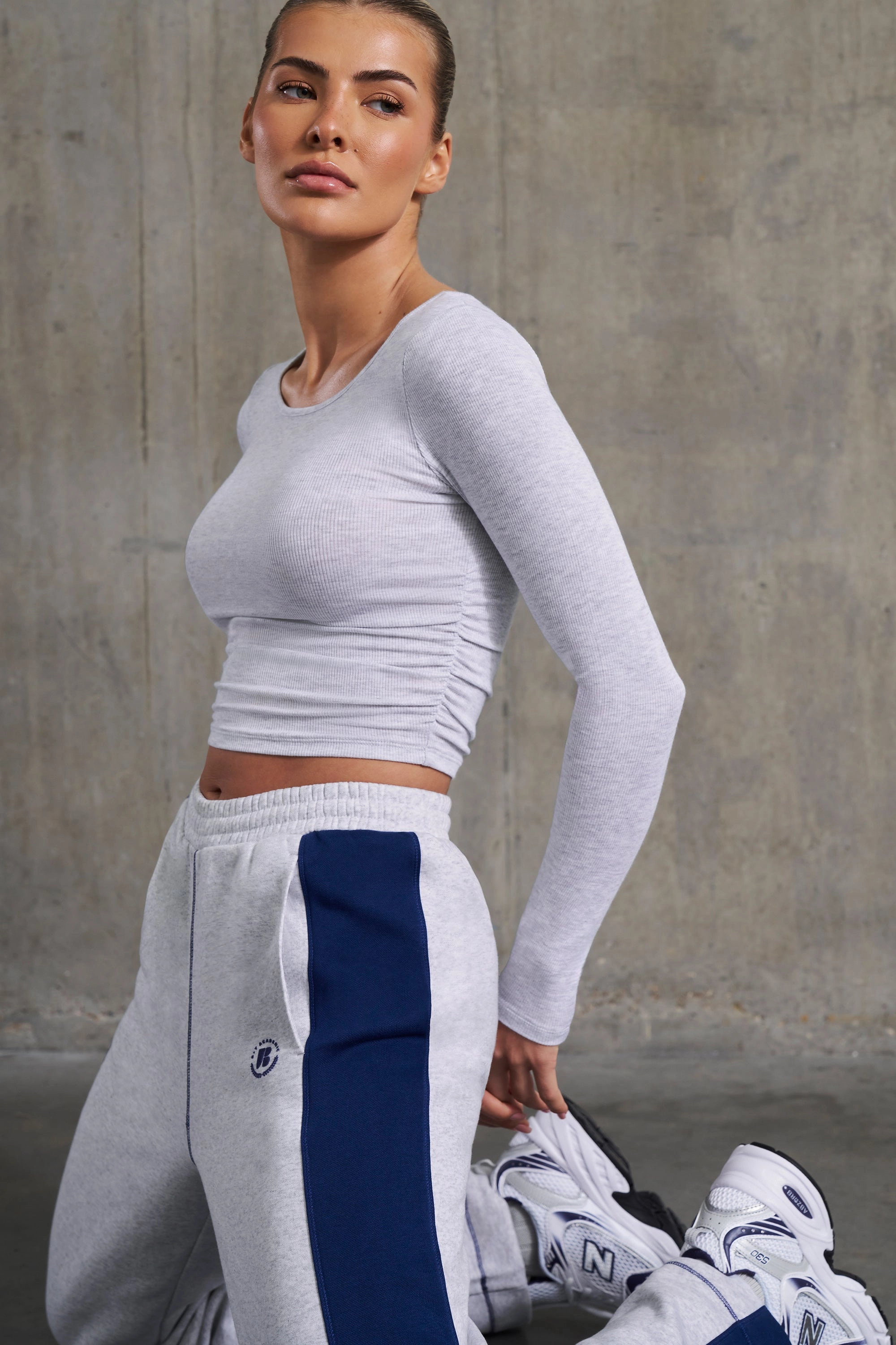 Soft Rib Long Sleeve Top in Heather Grey