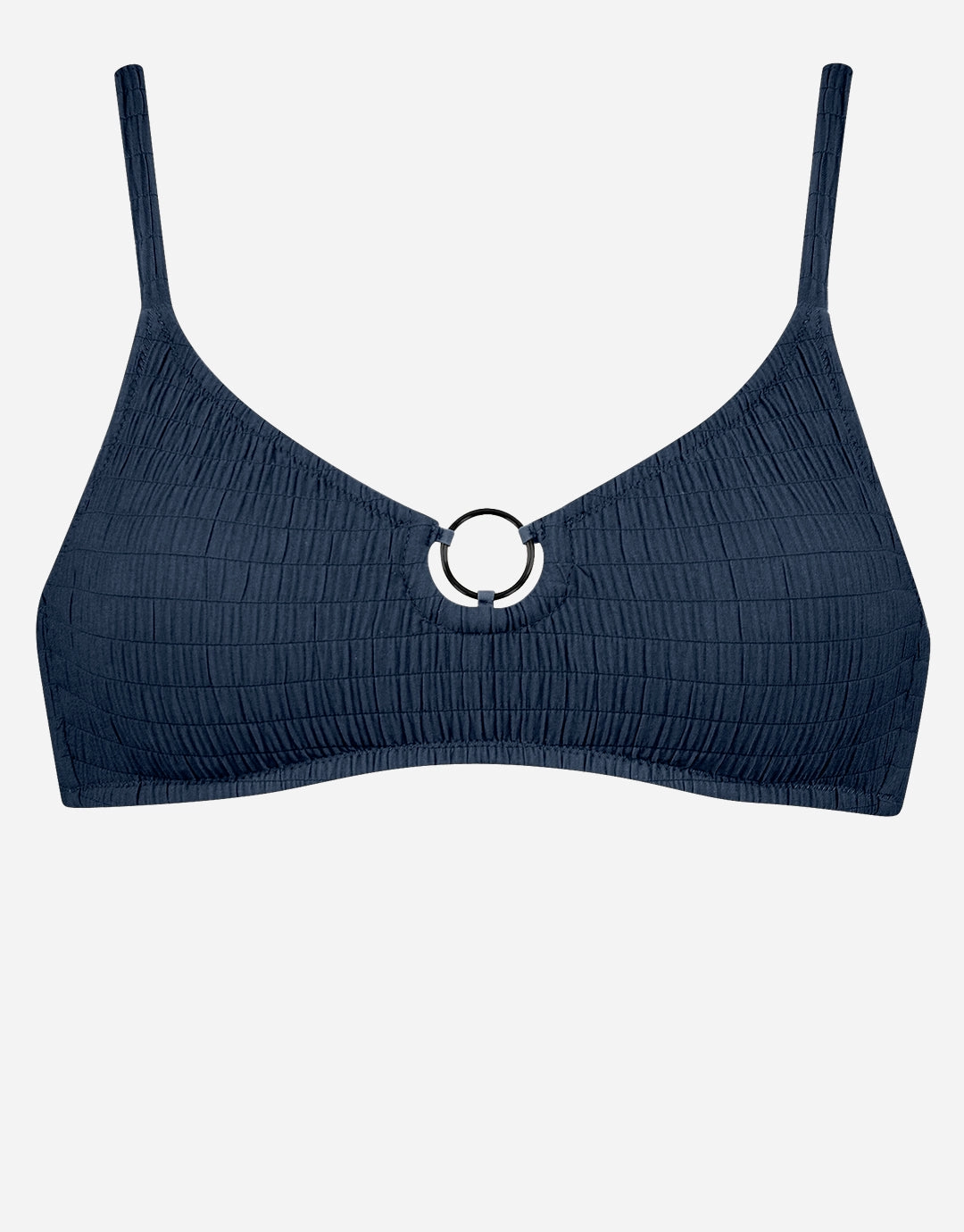 Solid Crush Ring Bralette Bikini Top - Night Blue Swim Womens - crochet bikinis sale