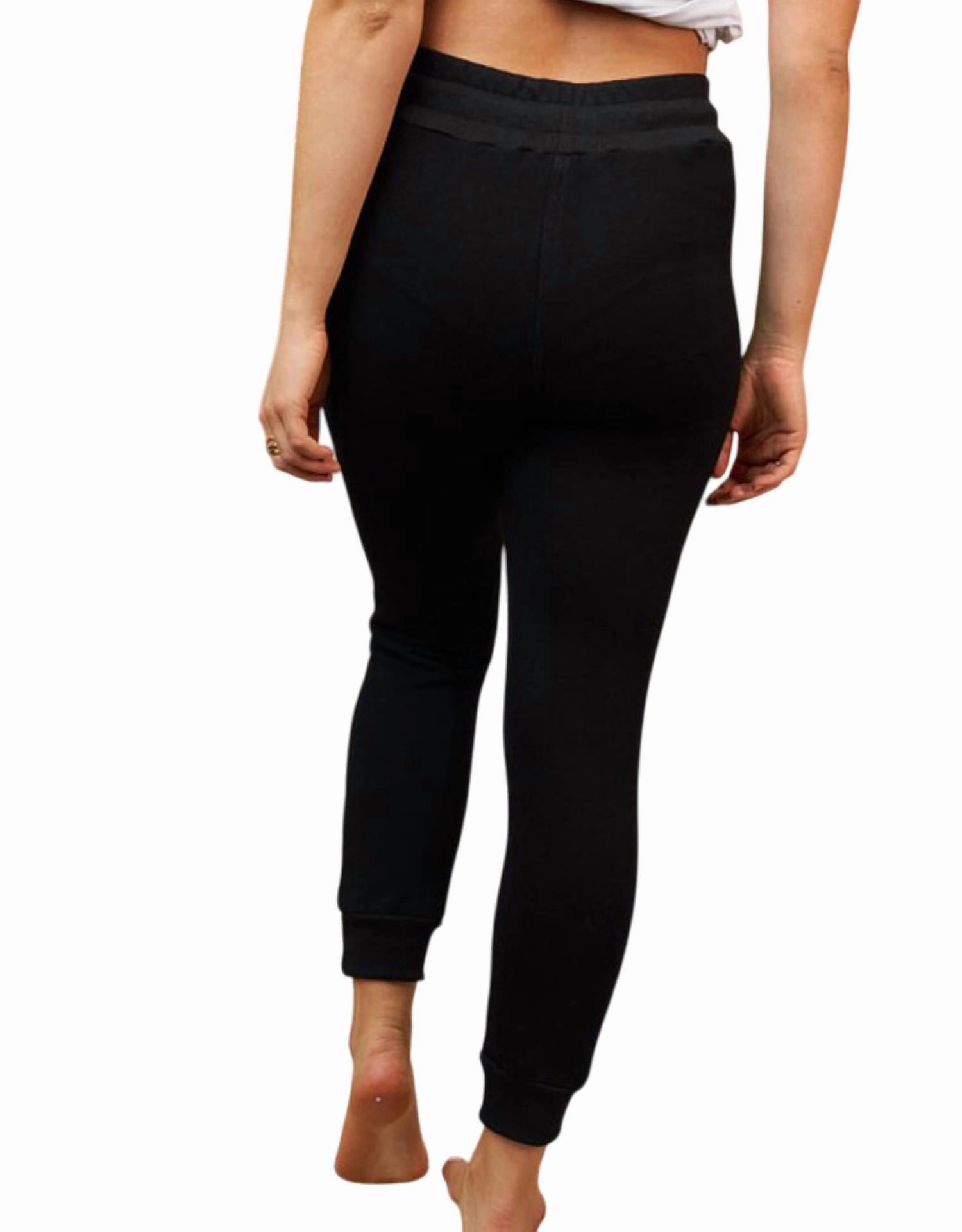 Solid Knit Distressed Fitted Jogger In Black