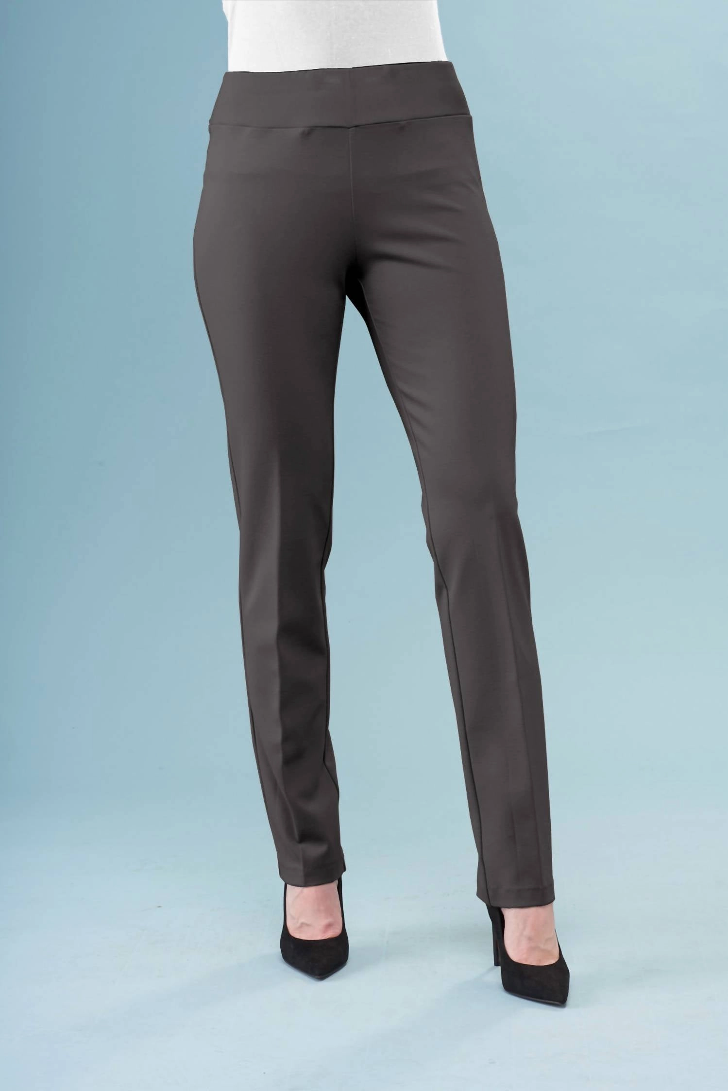 Solid Scuba 28 Inseam Straight Pants In Heather Grey womens palazzo trousers online
