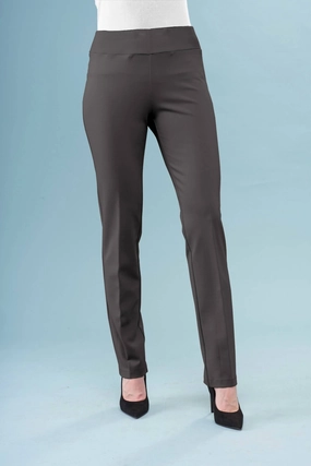 Solid Scuba 28 Inseam Straight Pants In Heather Grey womens palazzo trousers online