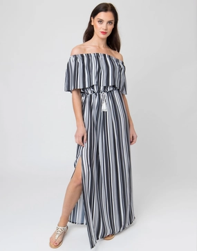 Sovana Maxi Dress - Black/White Swim Womens - swimwear sale