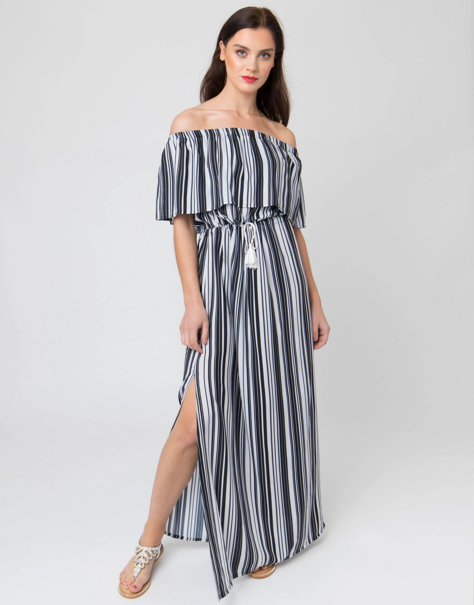 Sovana Maxi Dress - Black/White Swim Womens - swimwear sale