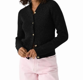 Sparkle Doubleface Cardigan In Black Tops Womens - asymmetrical tops