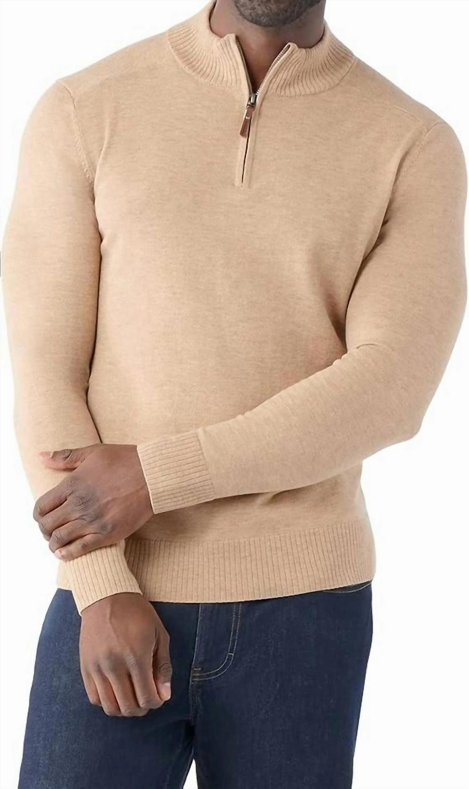 Sparwood Half Zip Sweater In Toasted Coconut Heather