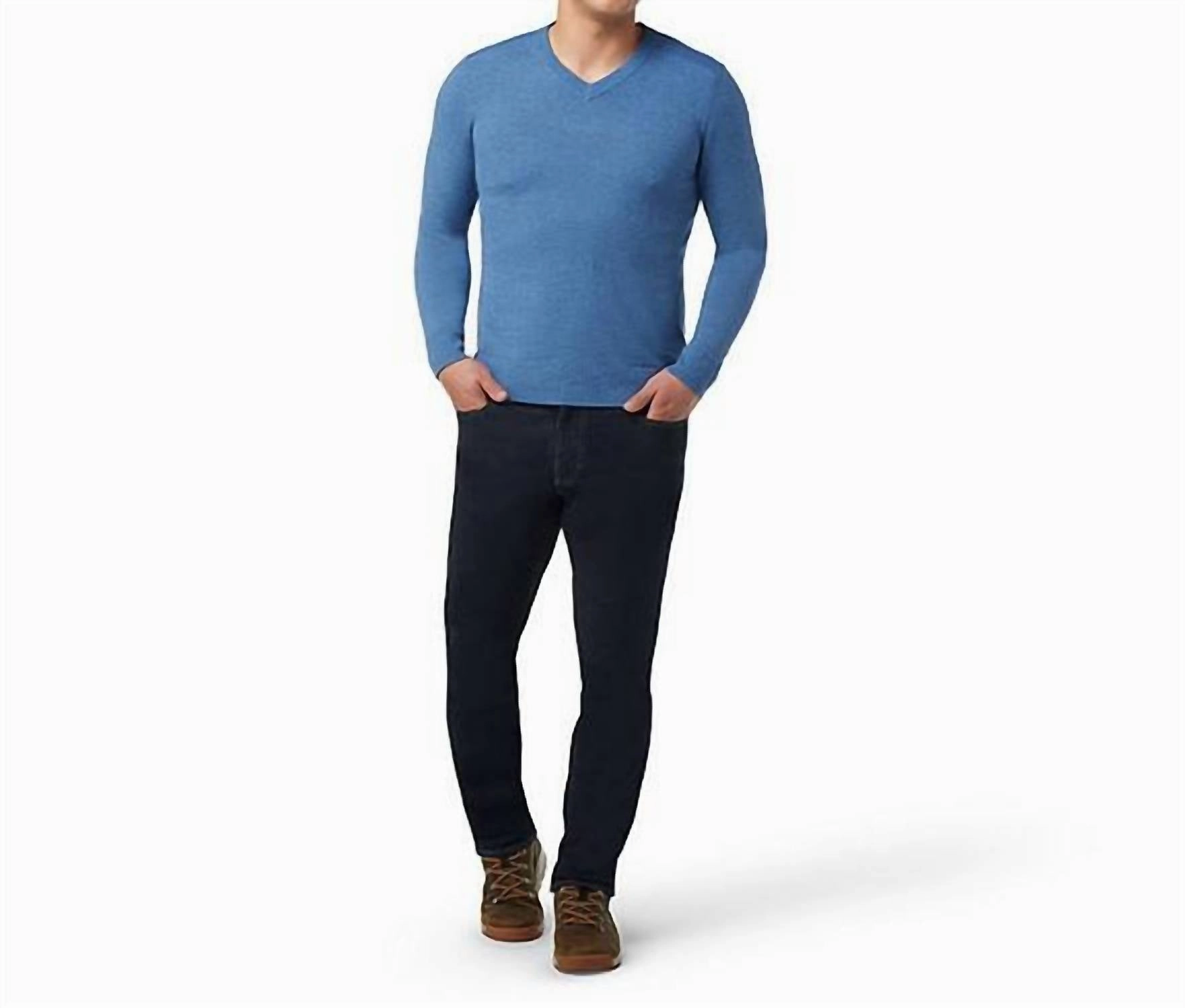 Sparwood V-Neck Sweater In Blue Horizon Heather