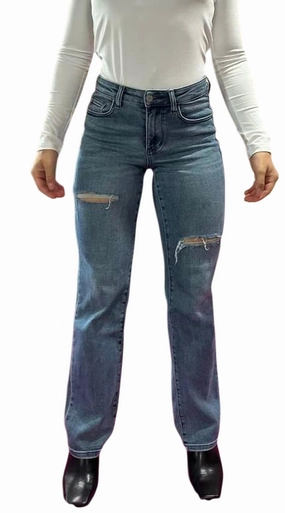 Spencer Distressed Dad Jeans In Blue womens capris online shop