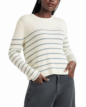 Splendid Spencer Stripe Wool-Blend Sweater Tops Womens - puff-sleeve tops