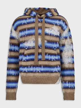 Staggered Stripe Mohair-Wool Hoodie Knitwear Mens - men's sweaters sale
