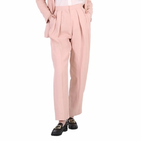 Stella Mccartney Rose Fluid Linen Pleat Front Straight Leg Trousers womens lounge pants clearance