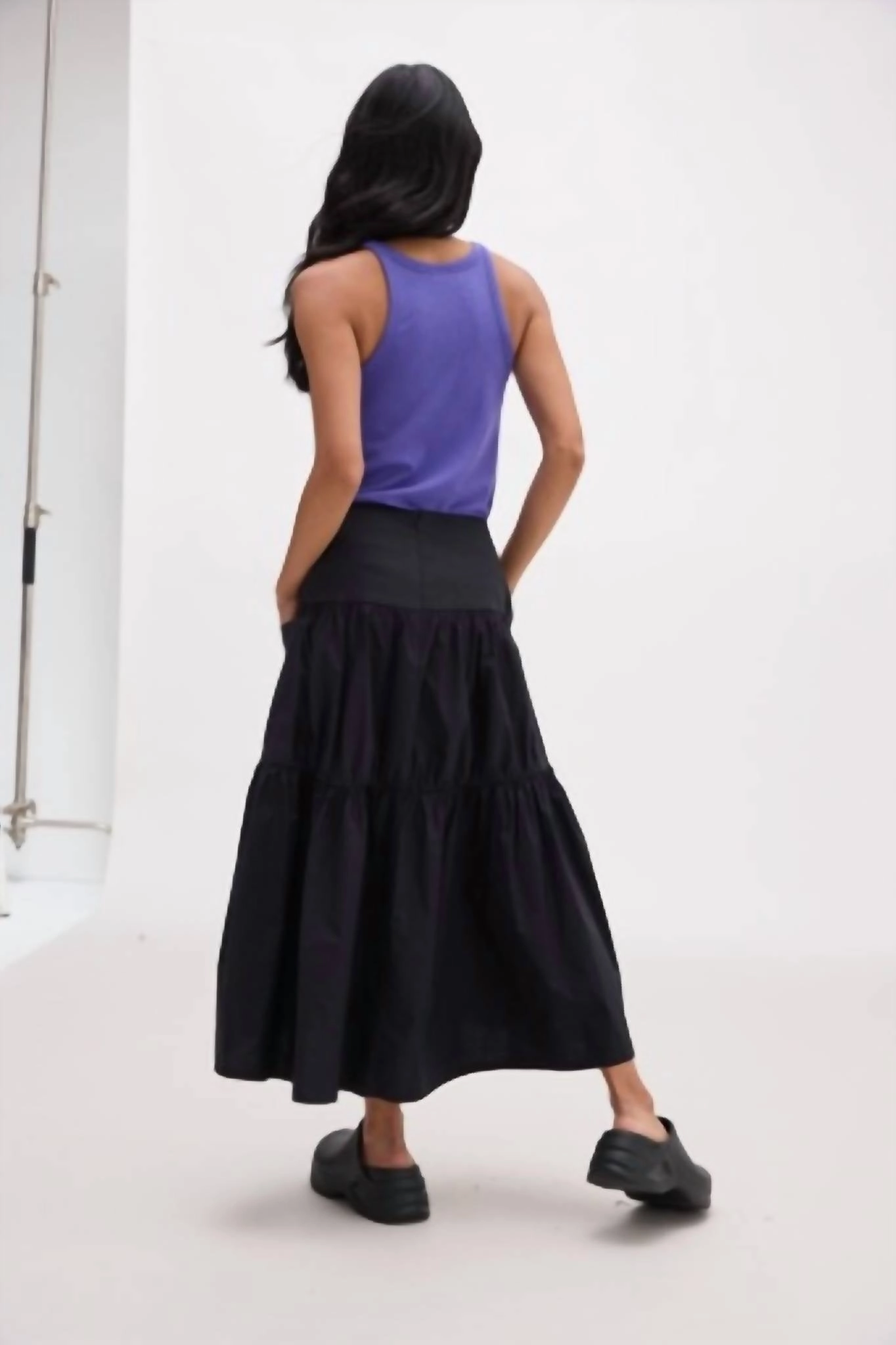 Stevie Tiered Maxi Skirt In Black