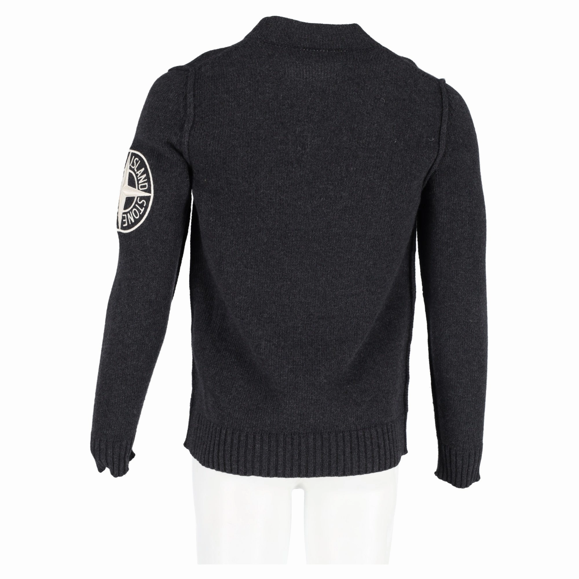 Stone Island Logo Embroidered Sweater in Grey Wool