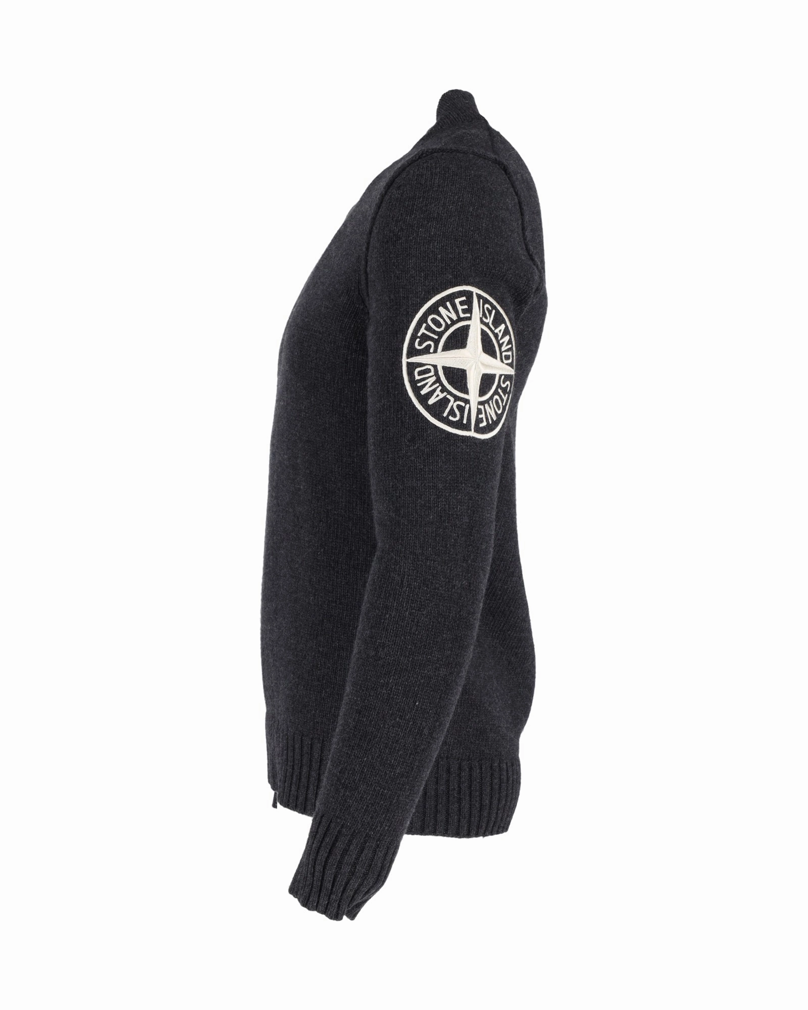Stone Island Logo Embroidered Sweater in Grey Wool