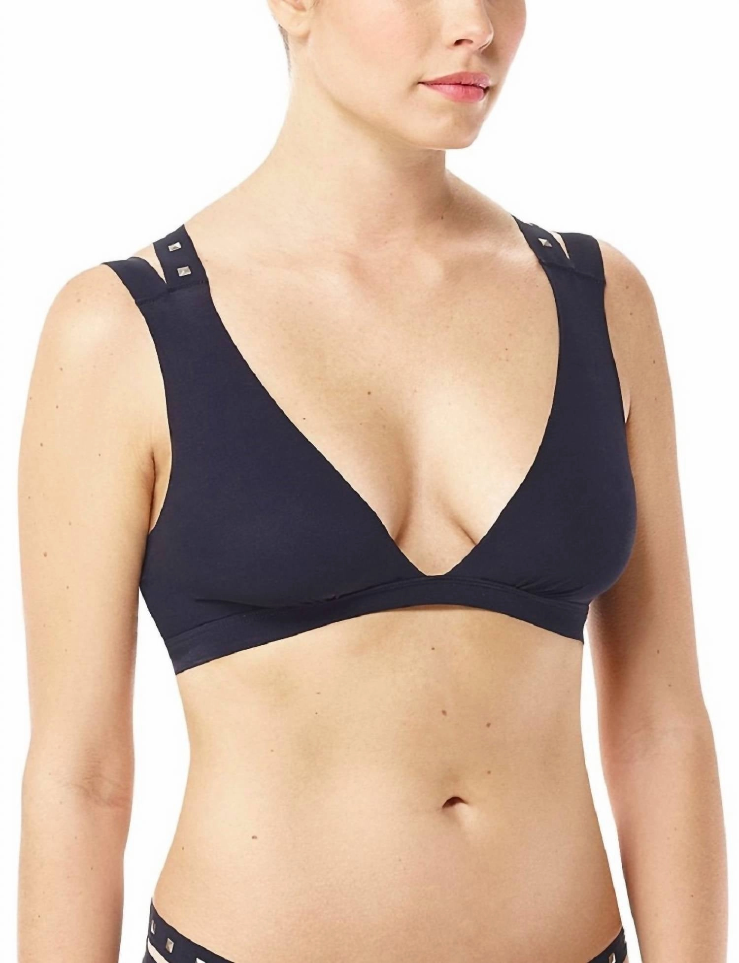 Strappy Studded Bralette In Black