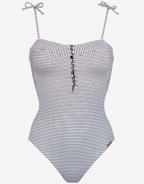 Strawberry Kiss Bandeau Swimsuit - White Night Blue Swim Womens - crochet bikinis sale