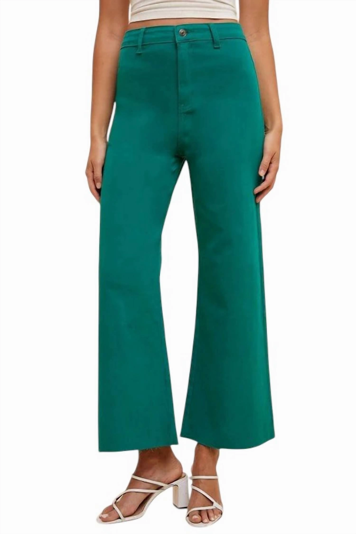 Stretchy Cropped Jeans In Green womens culottes clearance