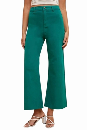 Stretchy Cropped Jeans In Green womens culottes clearance