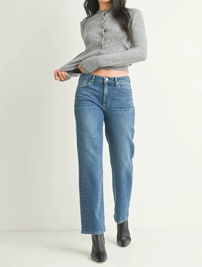 Stretchy Straight Jean In Medium Denim womens trousers outlet