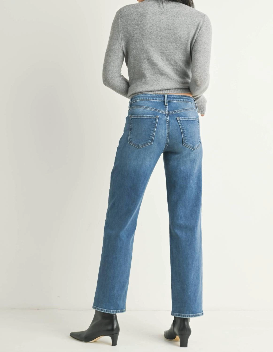 Stretchy Straight Jean In Medium Denim