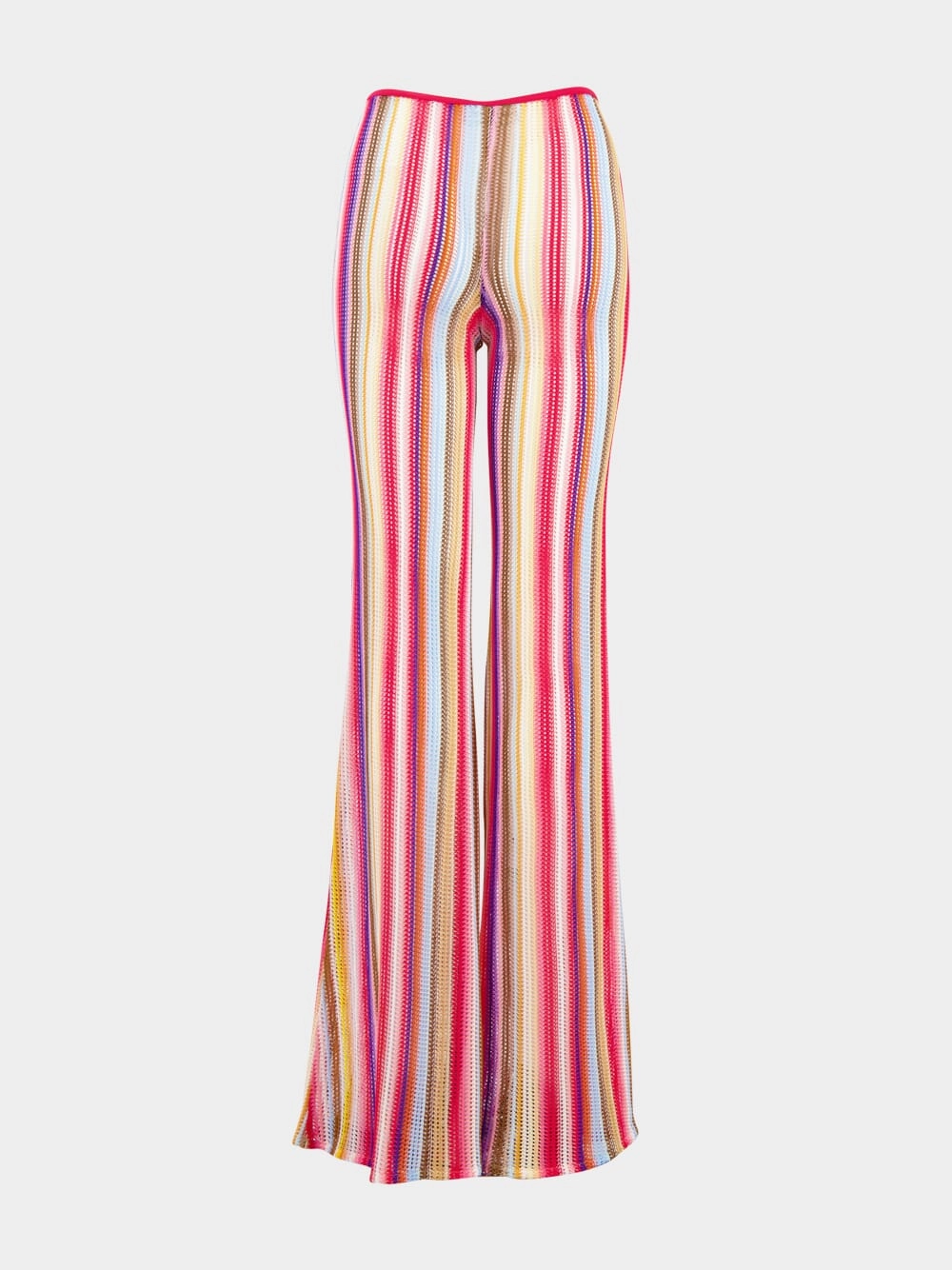 Striped Crochet Flared Pants