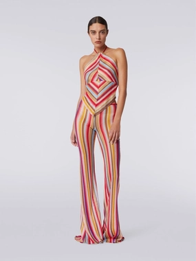 Striped Crochet Flared Pants Knitwear Womens - women's knitwear cheap