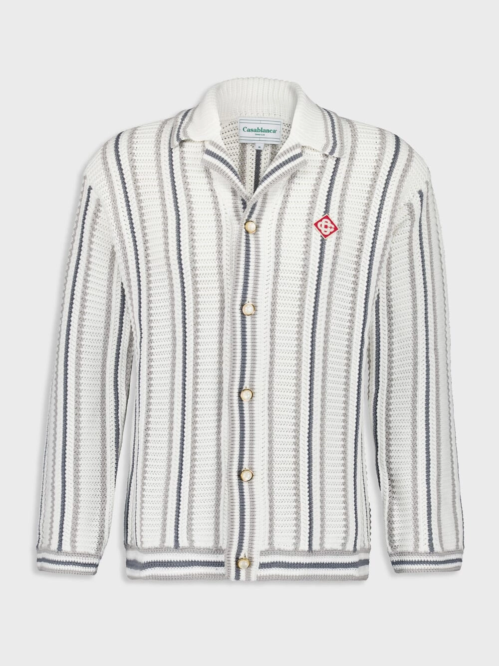 Striped Crochet Long-Sleeve Shirt Knitwear Mens - men's sweaters sale