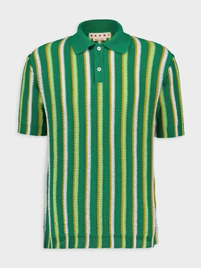 Striped Crochet Polo Shirt Knitwear Mens - men's sweaters sale