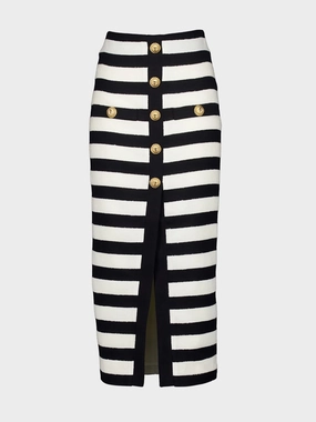 Striped Knitted Midi Skirt Knitwear Womens - women's knitwear cheap