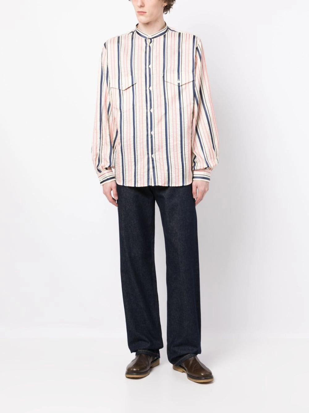 Stripes-Print Silk Shirt