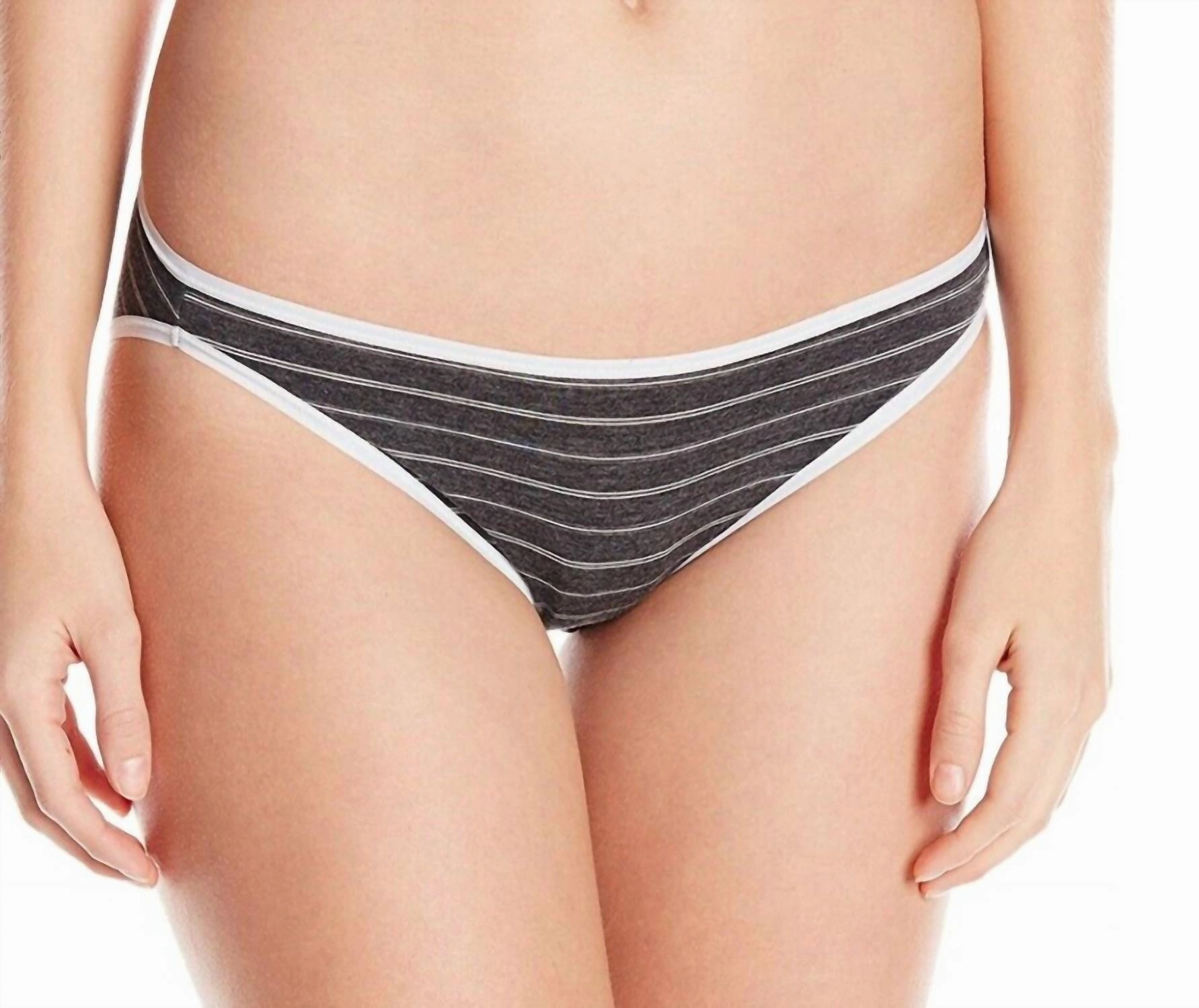 Sublime Hi Cut Brief Panty In Heather Gray Stripe