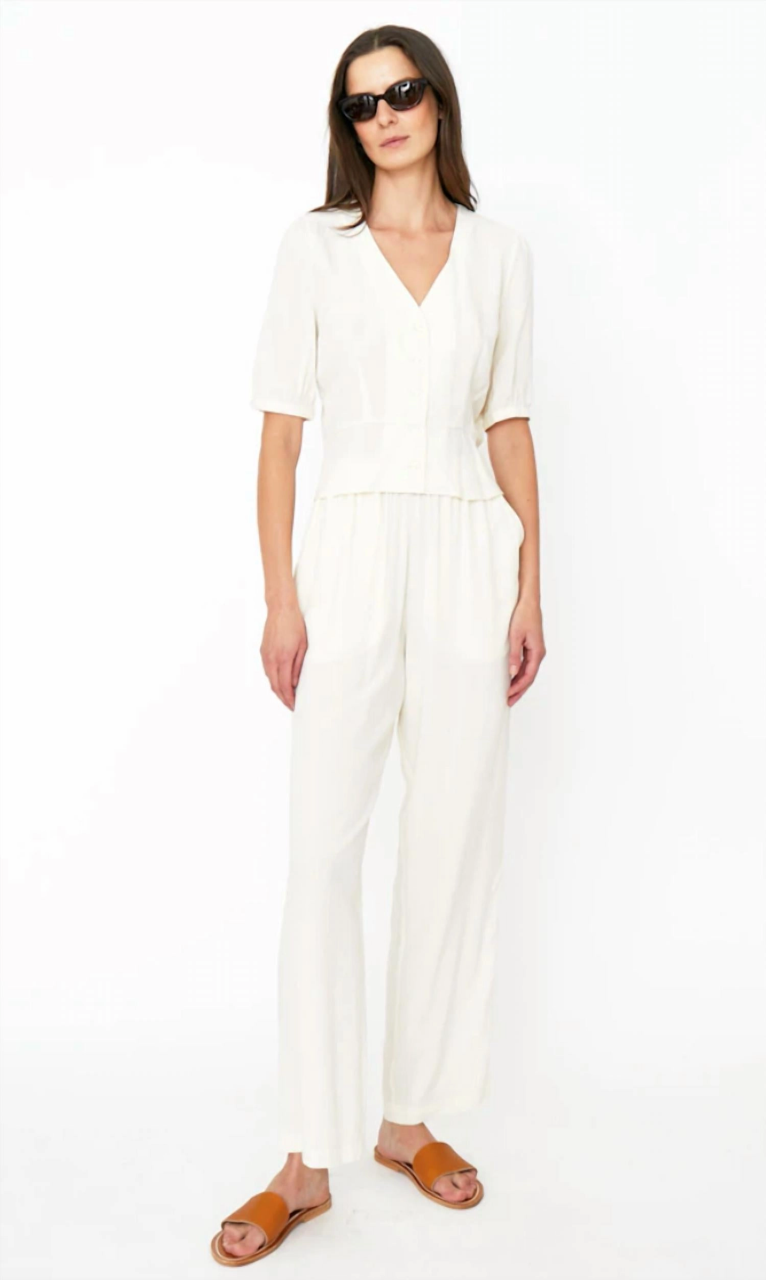 Suki Straight Leg Pants In Cream