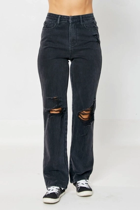 Sukie 90's Straight Jeans In Black womens leather pants outlet