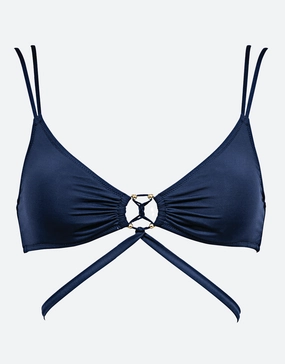 Summer Solids Cross Front Bikini Top - Deep Ink Swim Womens - swimsuits outlet