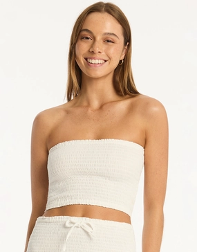 Sunset Beach Bandeau Top - White Swim Womens - bikinis clearance