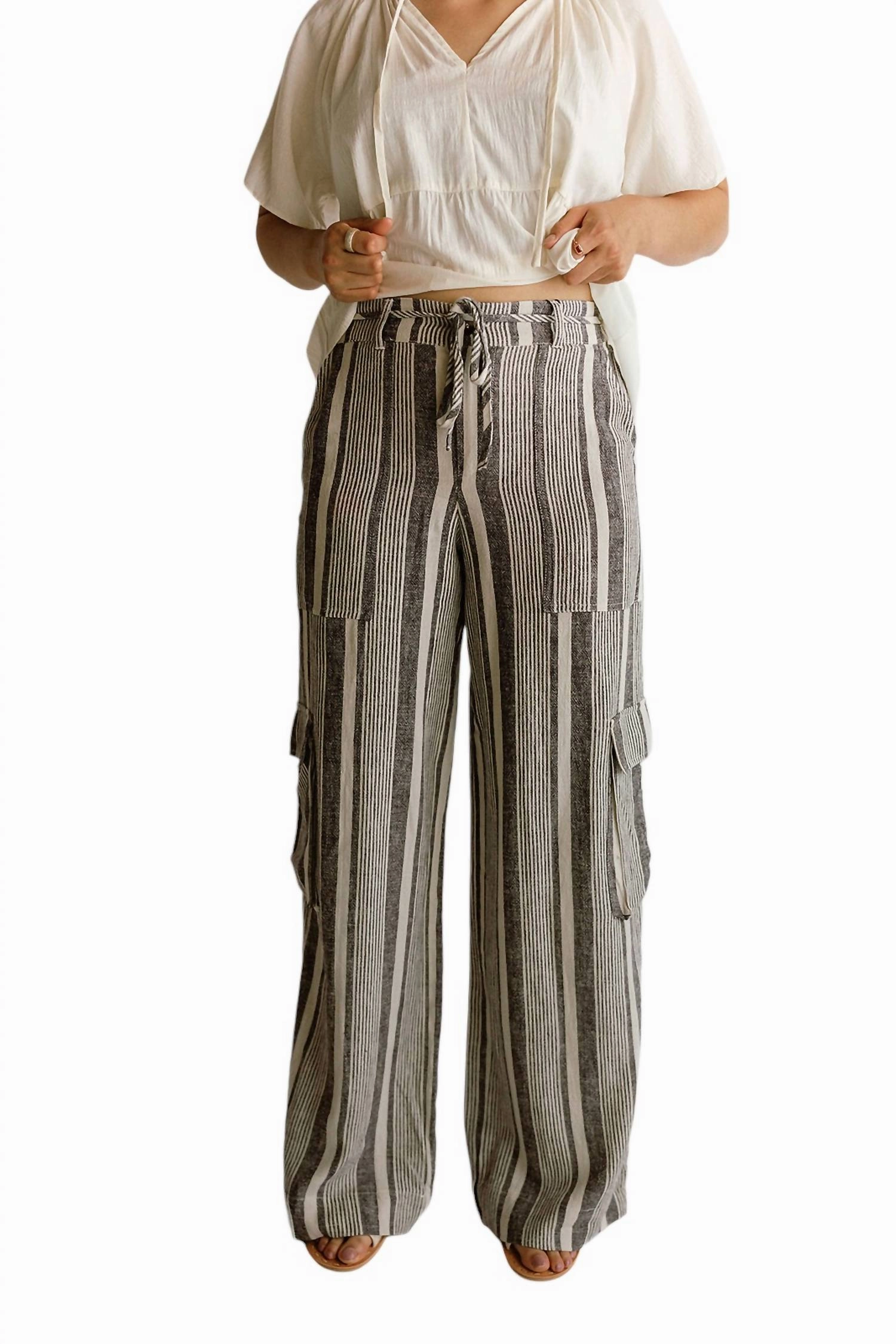 Sunset Linen Pants In Striped Bottoms Womens outlet online store