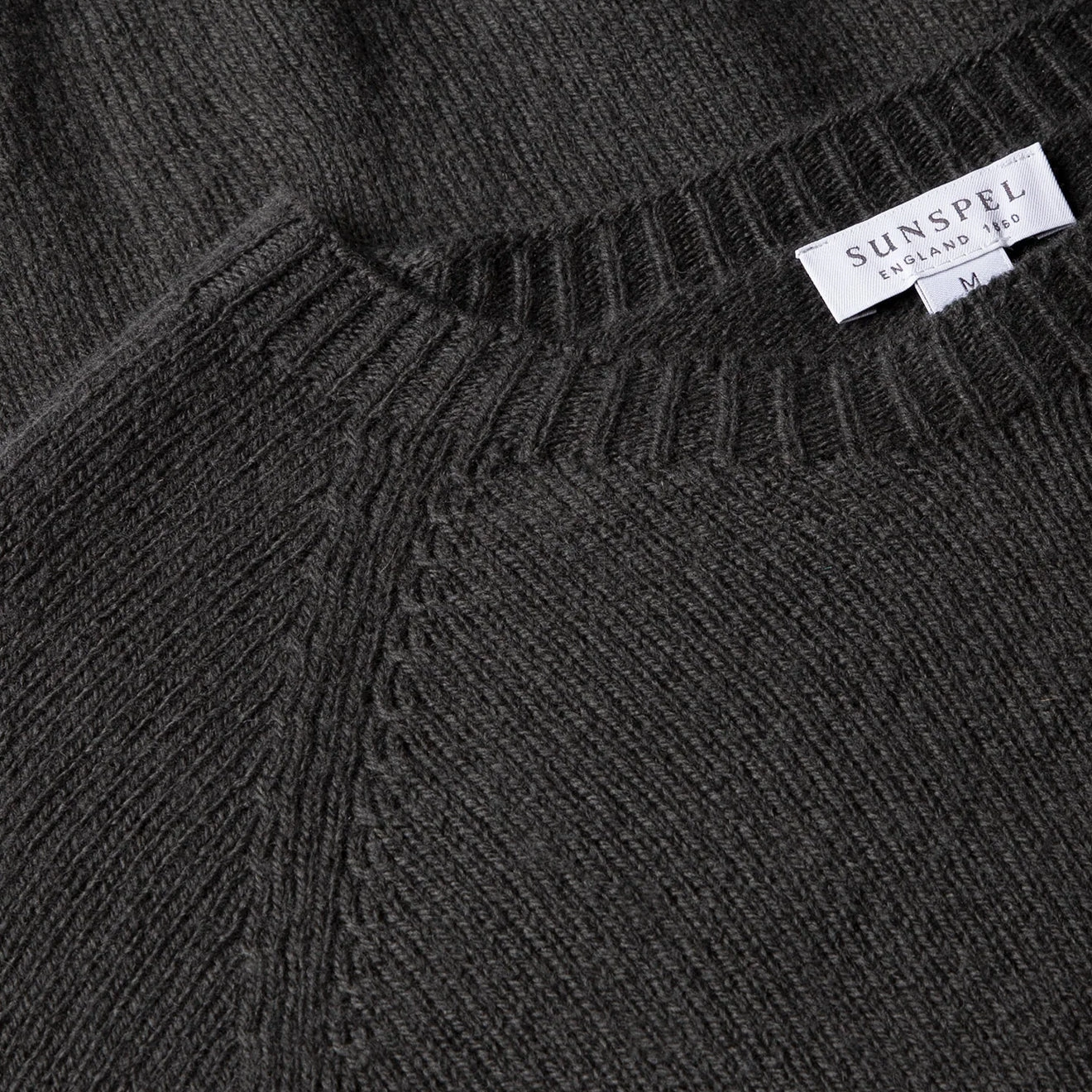 Sunspel Lambswool Crew Neck Drill Green