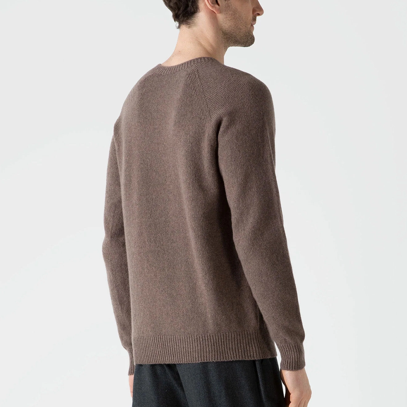 Sunspel Lambswool Crew Neck Knit Cedar