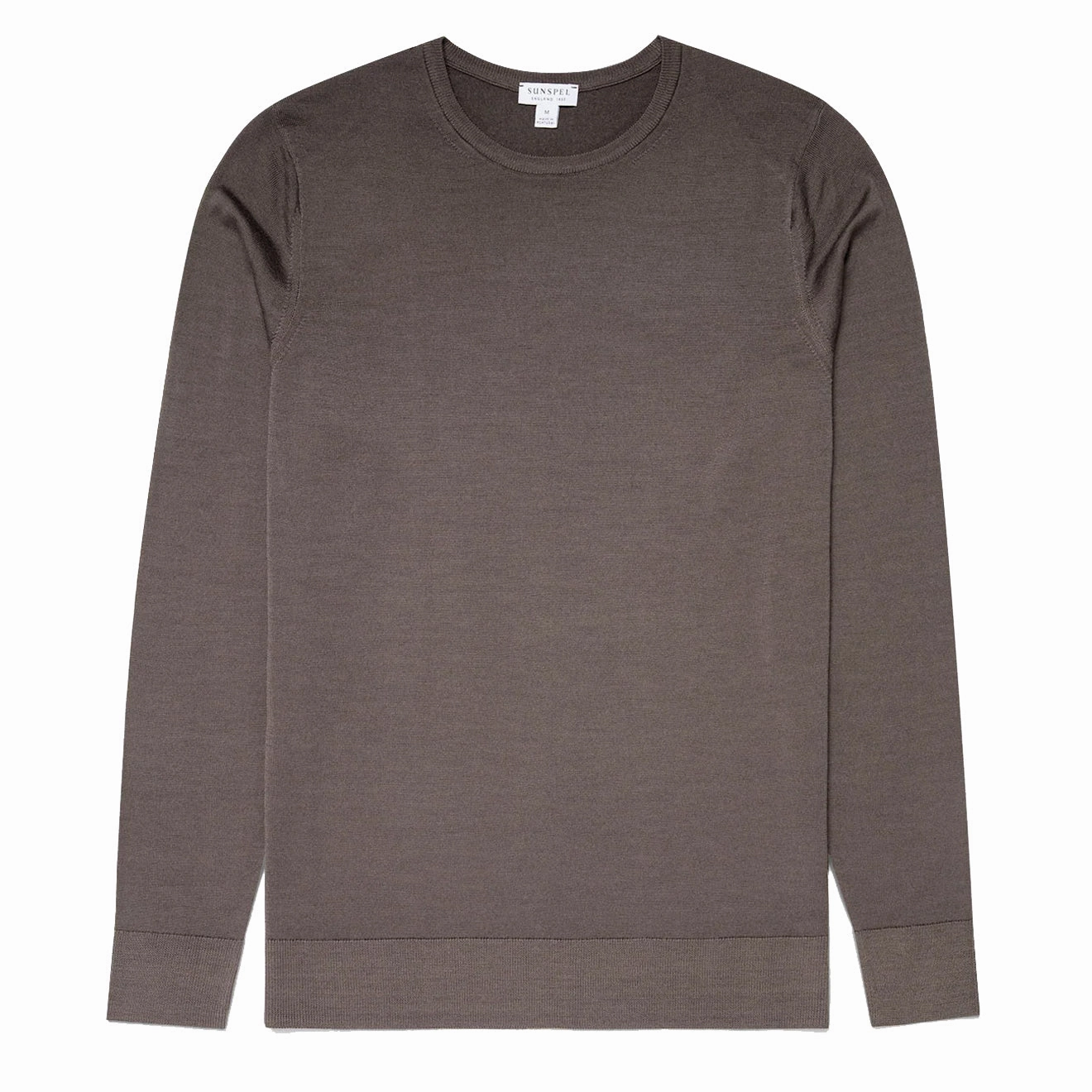 Sunspel Lambswool Crew Neck Knit Cedar mens sweaters cheap