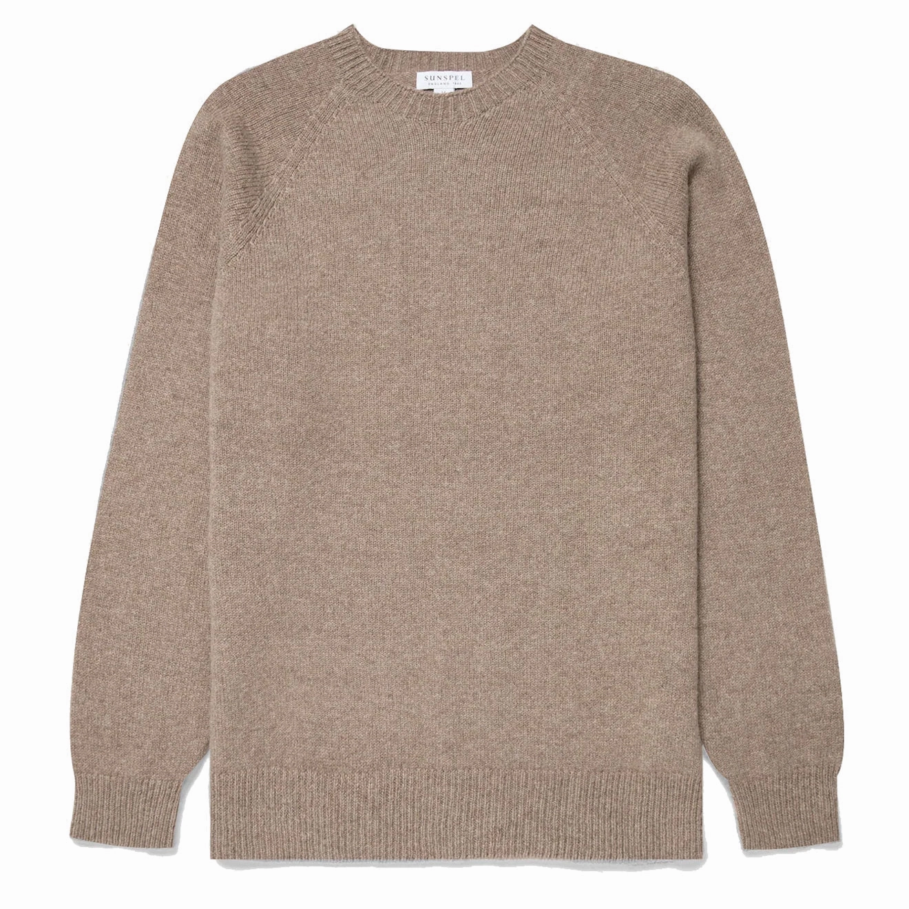 Sunspel Lambswool Crew Neck Sandstone mens sweaters cheap