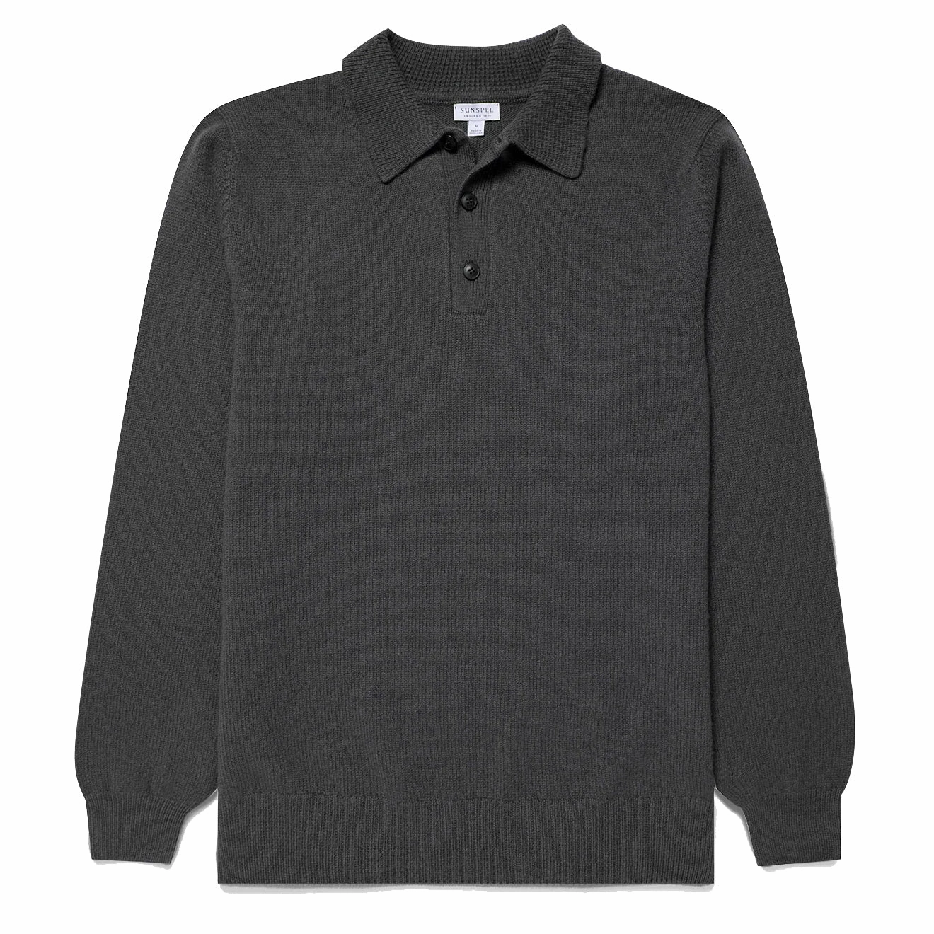 Sunspel Lambswool Polo Drill Green mens sweaters cheap