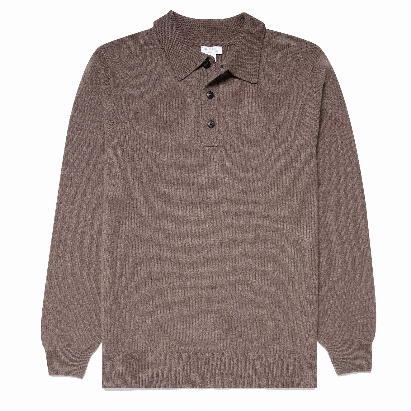Sunspel Lambswool Polo Shirt Cedar mens sweaters cheap