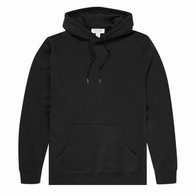 Sunspel Loopback Overhead Hoody Black mens long sleeves cheap