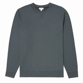 Sunspel Loopback Sweatshirt Drill Green mens long sleeves cheap