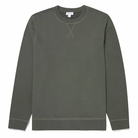 Sunspel Loopback Sweatshirt Khaki mens long sleeves cheap