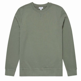 Sunspel Loopback Sweatshirt Light Khaki mens long sleeves cheap