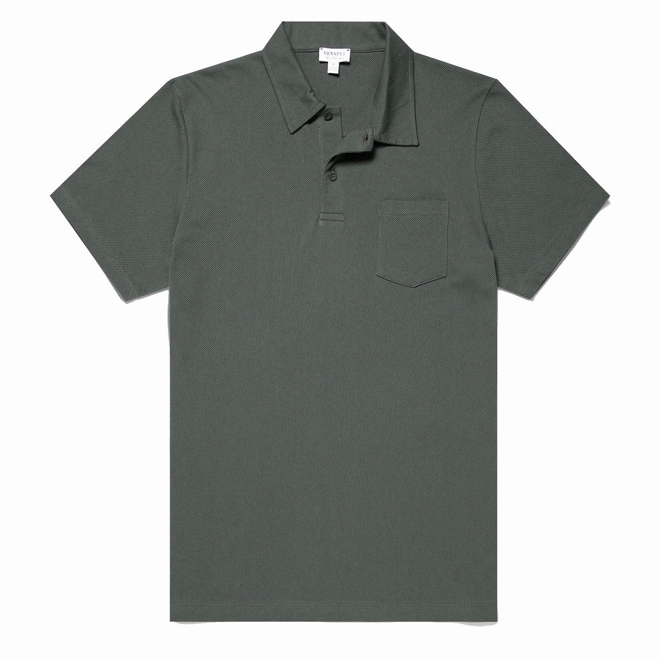 Sunspel Riviera Polo Shirt Drill Green mens t-shirts outlet