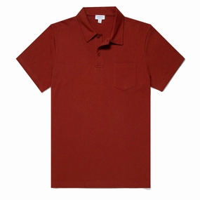 Sunspel Riviera Polo Shirt Rust mens t-shirts outlet