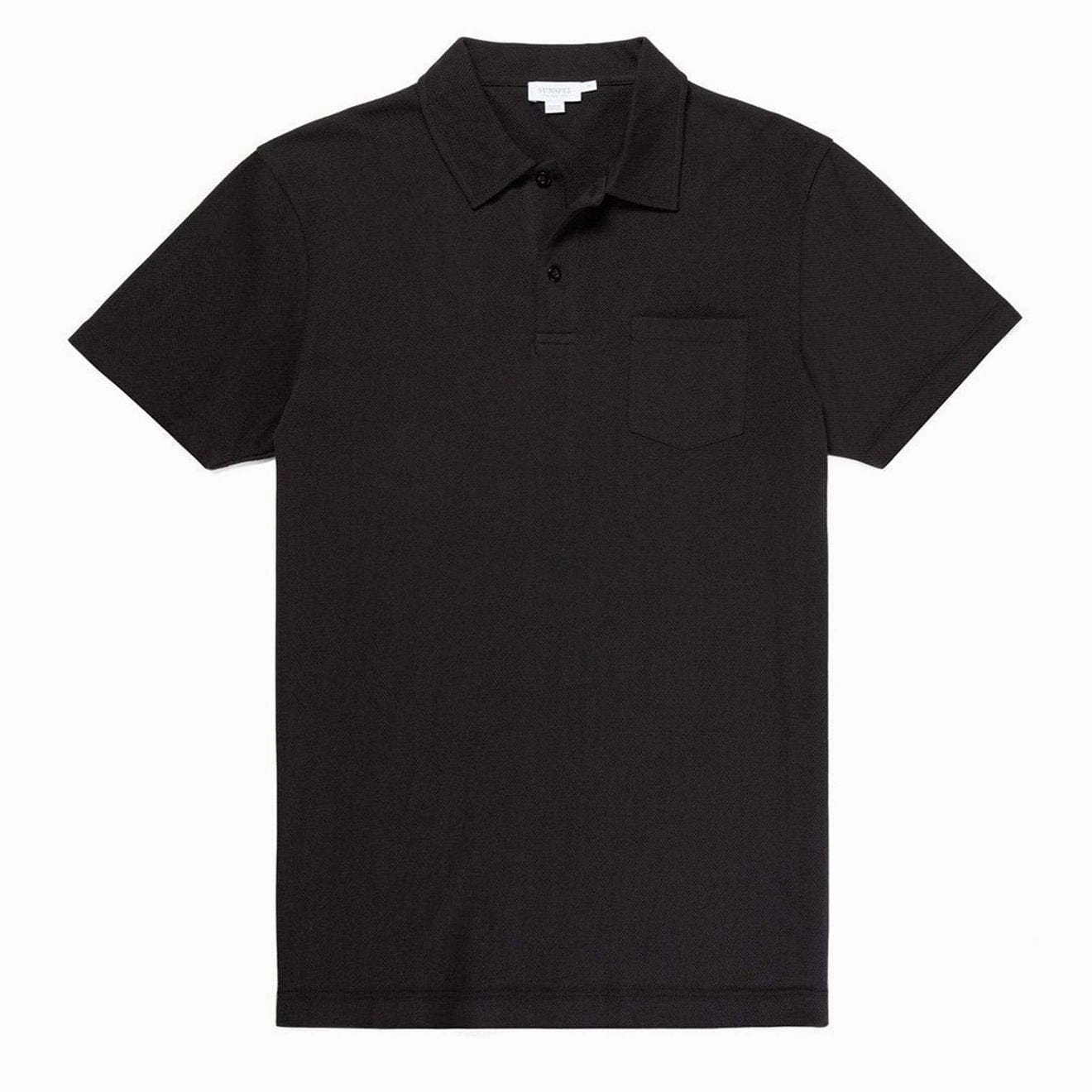 Sunspel Riviera S/S Polo Shirt Black mens t-shirts outlet
