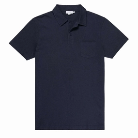 Sunspel Riviera S/S Polo Shirt Navy mens t-shirts outlet