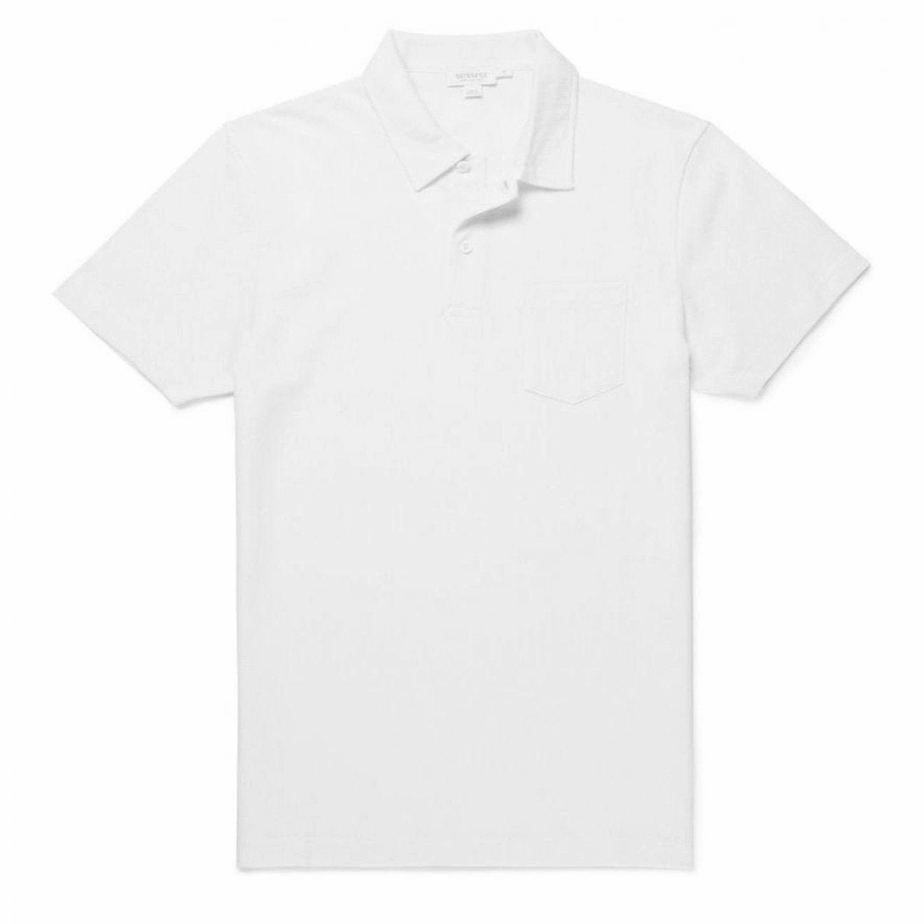 Sunspel Riviera S/S Polo Shirt White mens t-shirts outlet